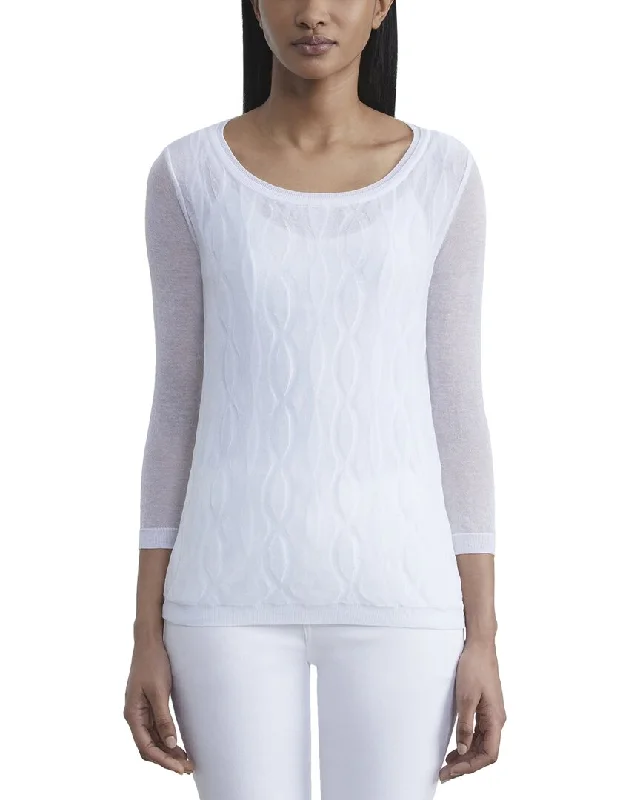 Lafayette 148 New York Double Layer Cable Intarsia Sweater Boxy Sweater Fitted Sweater A-Line Lafayette 148 New York Double Layer Cable Intarsia Sweater Boxy Sweater Fitted Sweater A-Line