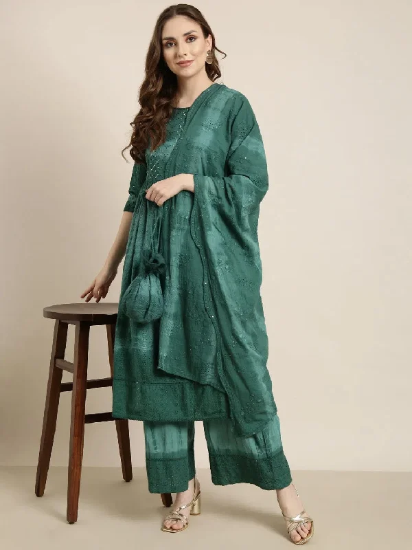 Women A-Line Sea Green Ombre Kurta and Trousers Set Comes With Dupatta and Potli Bag-GW-3529-Seagreen Trousers Sale Discount Women A-Line Sea Green Ombre Kurta and Trousers Set Comes With Dupatta and Potli Bag-GW-3529-Seagreen Trousers Sale Discount