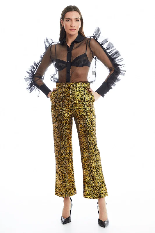 SNAKE TROUSERS Cropped Trousers Casual Linen