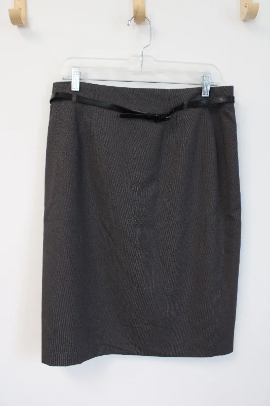 Ann Taylor Gray Belted Pencil Skirt | 12 silk skirt lustrous