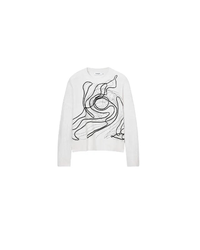 Desigual Cotton Knit Sweater Fitted Loose Oversized