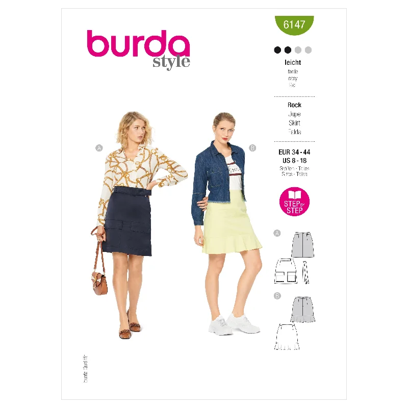 Burda Pattern 6147 Misses' Skirt floral skirt print