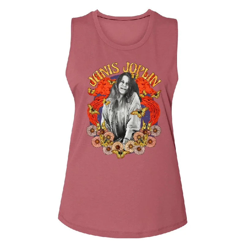 Women Exclusive JANIS JOPLIN Eye-Catching Muscle Tank, Collage sleep tank top