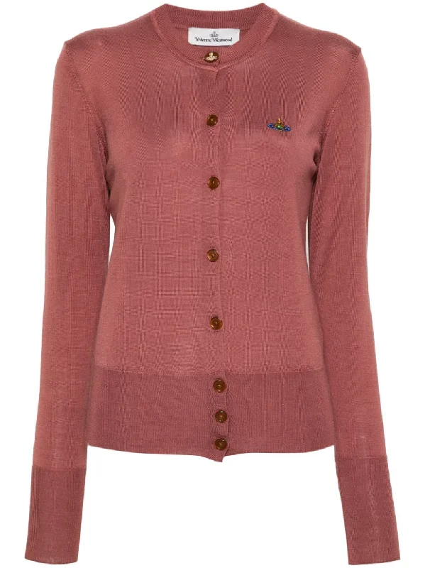 Vivienne Westwood Women's Sweaters Bordeaux Ribbed Striped Patterned