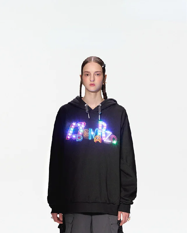 Bear Neon Light Hoodie Hoodie with Pocket Utility Practical