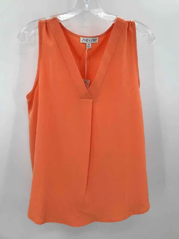 Pre-Owned She + Sky Orange Size Medium Tank Top baby blue tank