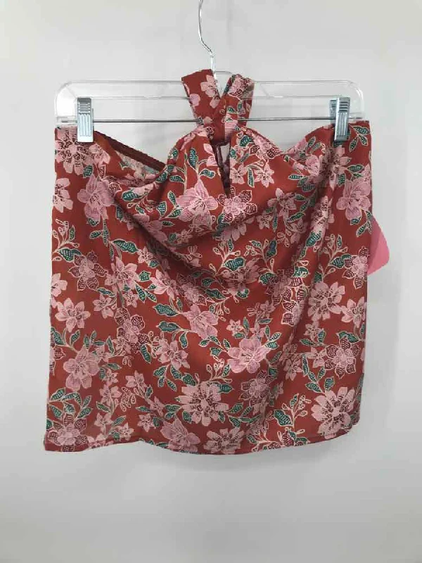 Pre-Owned Heartloom Brown Size Small Printed Tank Top mesh tank top