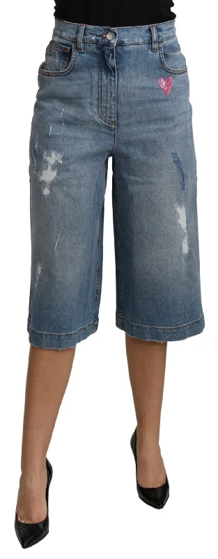 Dolce & Gabbana Elegant Wide Leg Cropped  Women's Trousers Trousers Fall Fleece