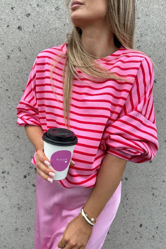 Hazel Blues® |  Striped Round Neck Long Sleeve Sweatshirt Hoodie with Camouflage Military Edgy