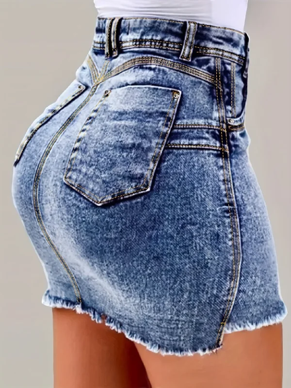 Stylish Women's Bodycon Denim Skirt - Fashionable Fringed Hem, Sexy Fit, Summer Streetwear, Casual Wear, High-Waisted, Mid-Length, Comfortable, Versatile, Perfect for Outdoor Activities casual skirt length Stylish Women's Bodycon Denim Skirt - Fashionable Fringed Hem, Sexy Fit, Summer Streetwear, Casual Wear, High-Waisted, Mid-Length, Comfortable, Versatile, Perfect for Outdoor Activities casual skirt length