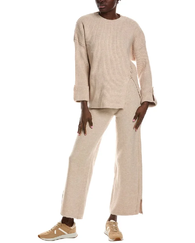 Lyra & Co 2Pc Sweater & Pant Set Collared Crew Neck Turtle Neck