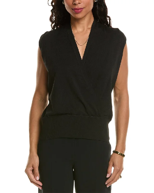 Elie Tahari Faux Wrap Sweater Fitted Slim Tailored