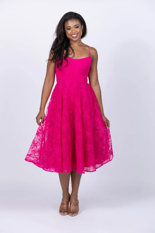 ML Monique Lhuillier Dress in Fuchsia