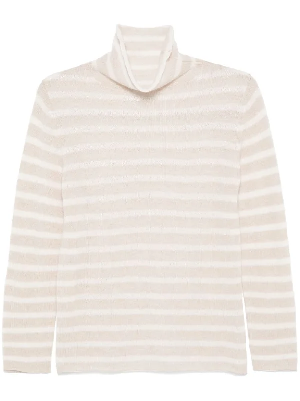 Beyou Women's Sweaters Beige Cotton Fabric Linen Fabric Terry Fabric