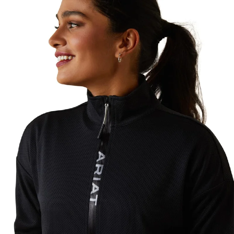 Ariat Ladies Breathe 1/2 Zip Sweatshirt Black Hoodie with Lining Warm Insulated
