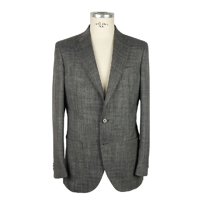 Gray Wool Men Jacket Faux Fur Jacket Real Fur Jacket Shearling Jacket