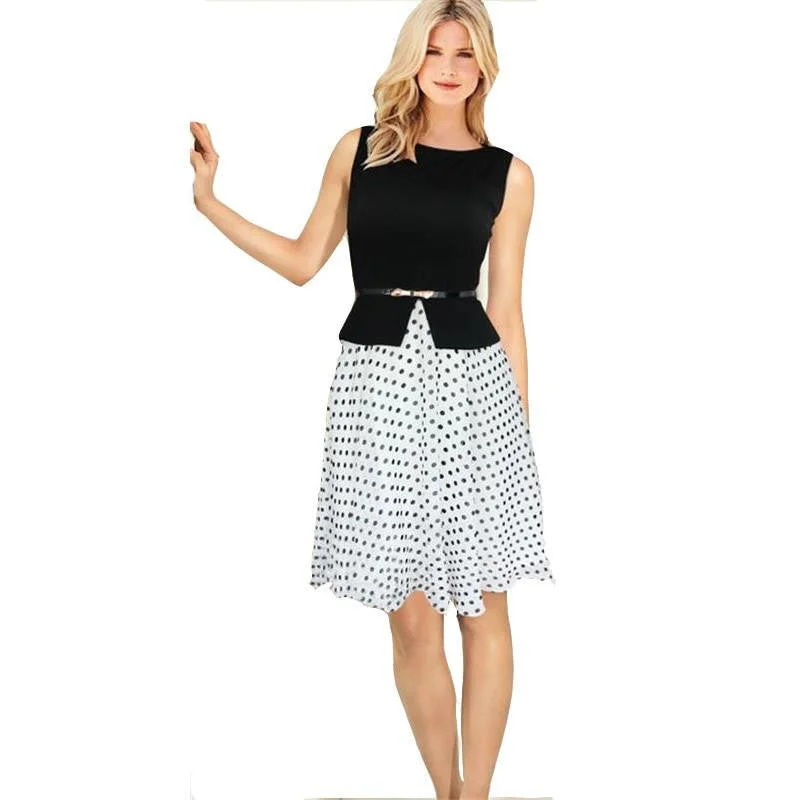 Women Summer Dress Vintage Dots Ball Gown Elegant Formal Casual Dress Plus Size S-XXL Women Summer Dress Vintage Dots Ball Gown Elegant Formal Casual Dress Plus Size S-XXL
