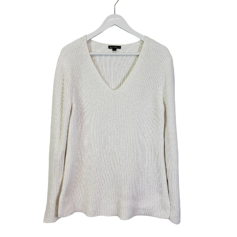 J. Crew Mercantile Cable Knit V-Neck Sweater Size S/M Solid Print Embellished