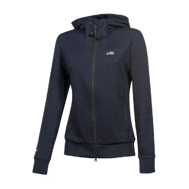 Equiline Ladies Full Zip Sweatshirt Caliec Navy Hoodie with Drawcord Adjustable Secure