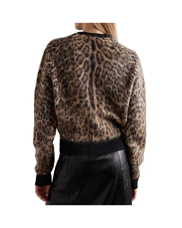 Dolce & Gabbana  Leopard-Print Alpaca-Blend Sweater Tailored Straight A-Line