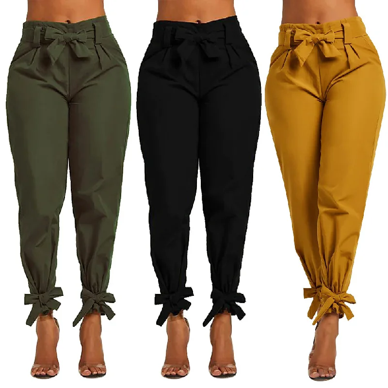 Women's Fashion Drawstring Ankle Trousers Trousers Prom Sequined