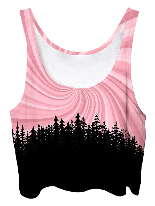 Vortex Mandala Forest Crop Top Front Pockets Side Pockets Patch Pockets