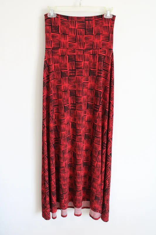 LuLaRoe Black & Red Patterned Maxi Skirt | XXS wool skirt warm