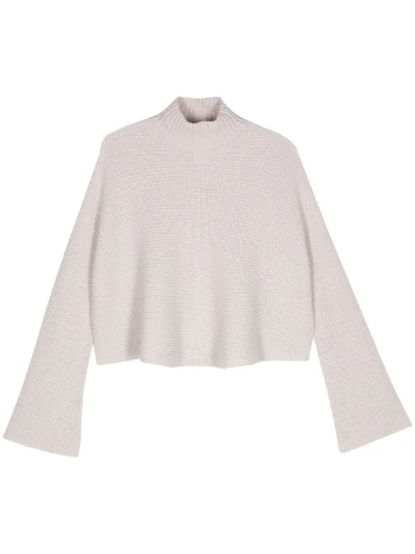 Alysi Women's Sweaters White Satin Blend Silk Blend Wool Blend