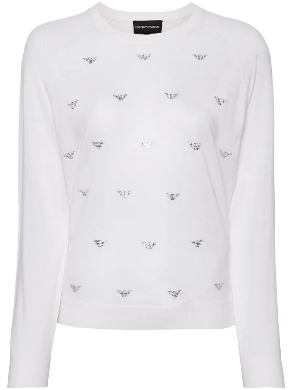 Emporio Armani Women's Sweaters White Boxy Sweater Fitted Sweater A-Line