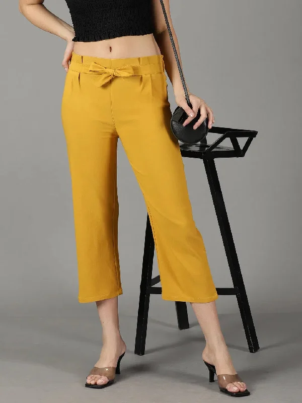 Women's Mustard Solid Trouser-AL-9045-Mustard Trousers Bestseller Popular