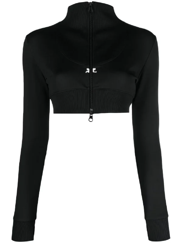032C Women's Courreges Sweaters Black Mesh Blend Leather Blend Suede Blend