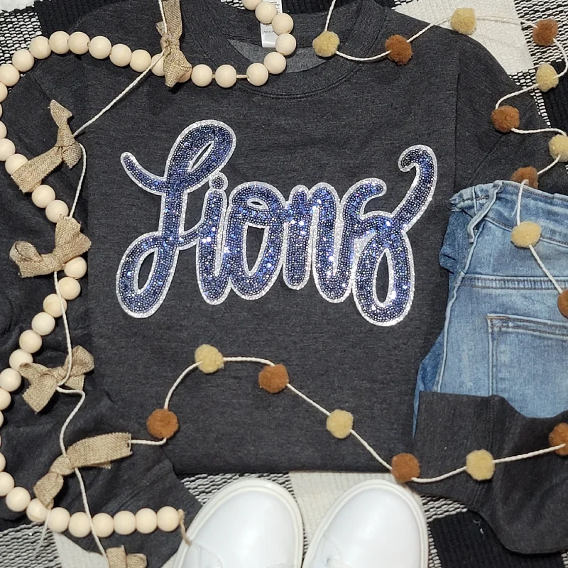 3Blues Designs | Hazel Blues® | Lions Sequin Patch Sweatshirt Hoodie with Logo Branding Identity 3Blues Designs | Hazel Blues® | Lions Sequin Patch Sweatshirt Hoodie with Logo Branding Identity