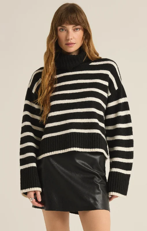 Z Supply - Josephine Stripe Sweater Welt Pockets Slit Pockets Flap Pockets