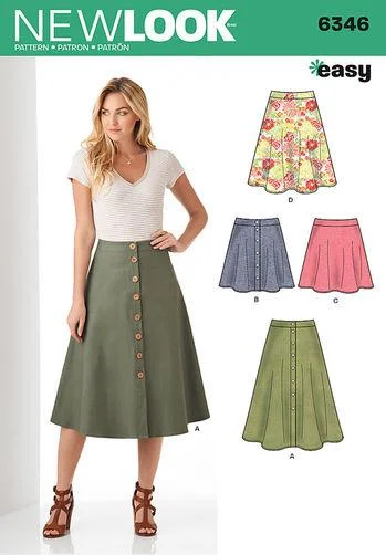 Newlook Pattern 6346 Misses' Easy Skirts in Three Lengths corduroy skirt durable