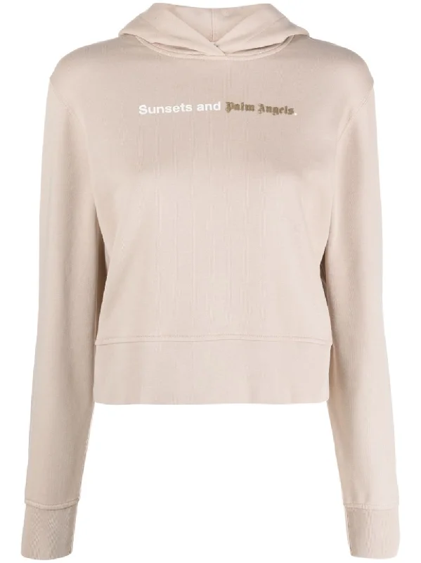 Palm Angels Women's Sweaters Beige Toggled Drawstring Belted