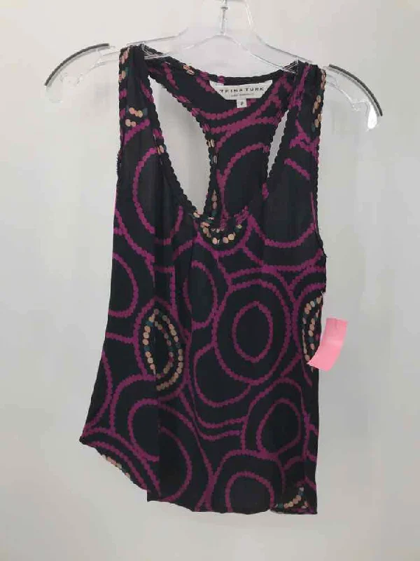 Pre-Owned Trina Turk Black Size XS Tank Top flexible tank top