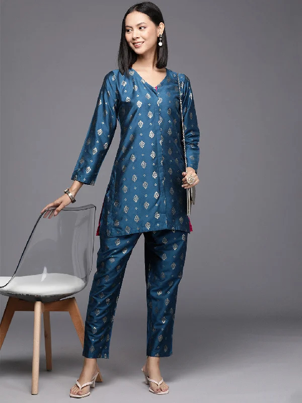 Jashvi Women Printed Tunic with Trousers Trousers Floral Bohemian