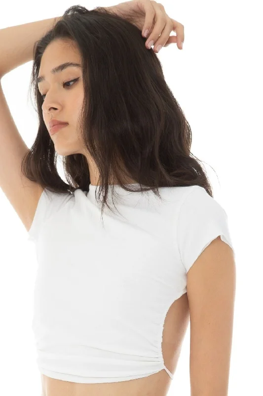 Still True White Crop Top Satin Fabric Silk Fabric Chiffon Fabric