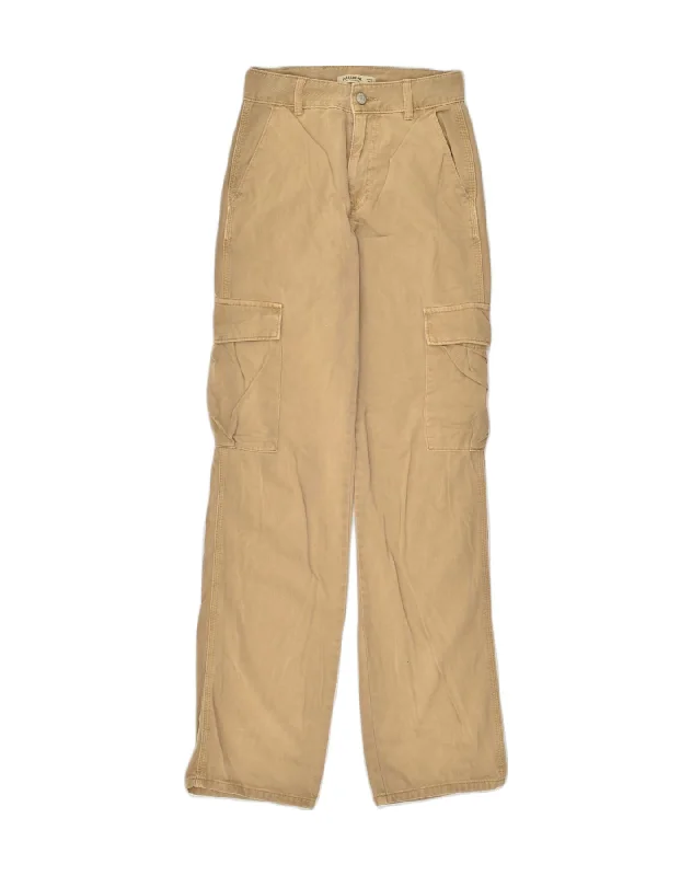 PULL & BEAR Womens Straight Cargo Trousers EU 34 XS W26 L32 Beige Trousers stylish modern PULL & BEAR Womens Straight Cargo Trousers EU 34 XS W26 L32 Beige Trousers stylish modern