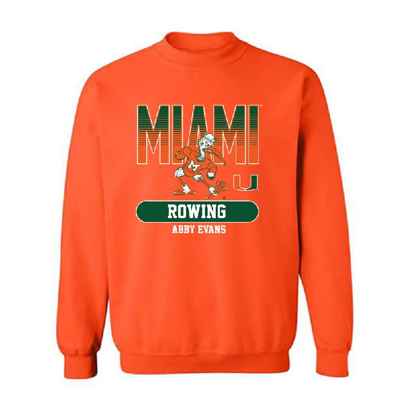 Miami - NCAA Women's Rowing : Abby Evans - Classic Fashion Shersey Crewneck Sweatshirt Hoodie with Frayed Bohemian Relaxed