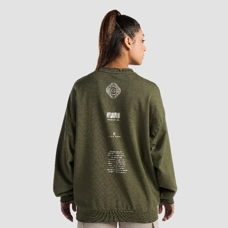 Sanctuary Oversized SweatShirt (Olive) Hoodie with Slim Fit Tailored Modern