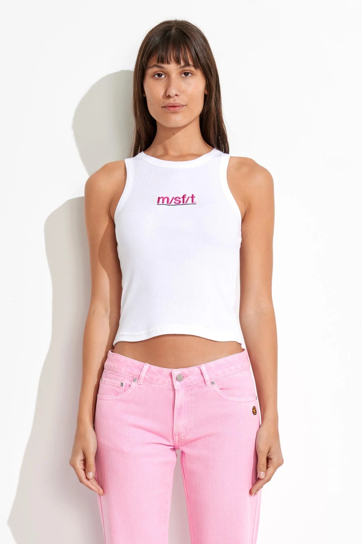 MISFIT UNITED NEEDS RIB TANK - WHITE relaxed fit tank