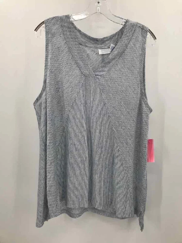 Pre-Owned Sigrid Olsen Blue Size XL Stripe Tank Top silver tank top
