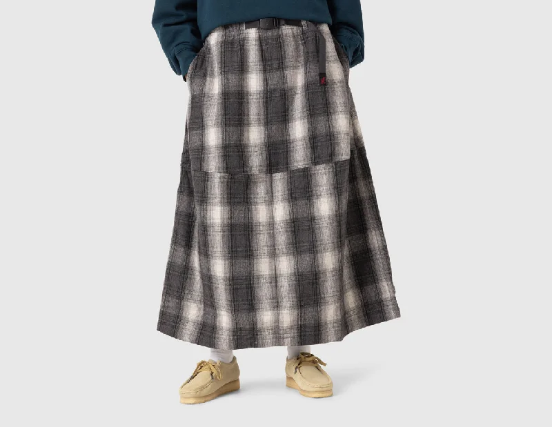 Gramicci Women's Wool Paneled Skirt / Shadow Plaid velvet skirt luxury