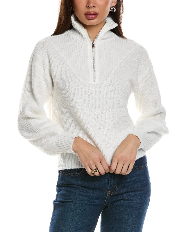 Isla Ciel 1/2-Zip Sweater Striped Floral Plaid