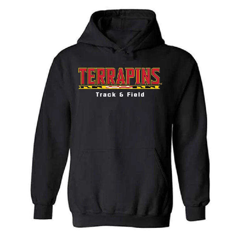 Maryland - NCAA Women's Track & Field : Victoria Teasley - Classic Shersey Hooded Sweatshirt Hoodie with Hem Applique Textured Unique