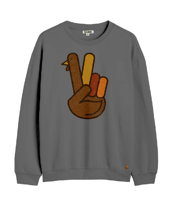 Women's Peace of Turkey Crewneck Sweatshirt Hoodie with Belted Waist Structured Tailored