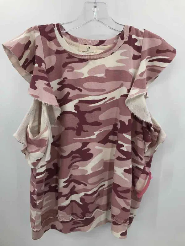 Pre-Owned t.la Pink Size Medium Printed Tank Top lemon yellow tank