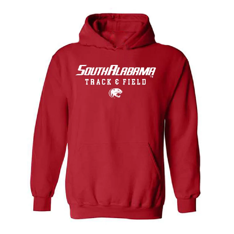 South Alabama - NCAA Women's Track & Field : Morgan Mathews - Classic Shersey Hooded Sweatshirt Hoodie with Drawstring Waist Adjustable Fitted