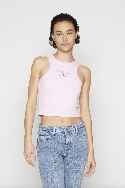 TOMMY JEANS TJW SP CROP ESS LOGO 2 TANK - FRENCH ORCHID sage tank top